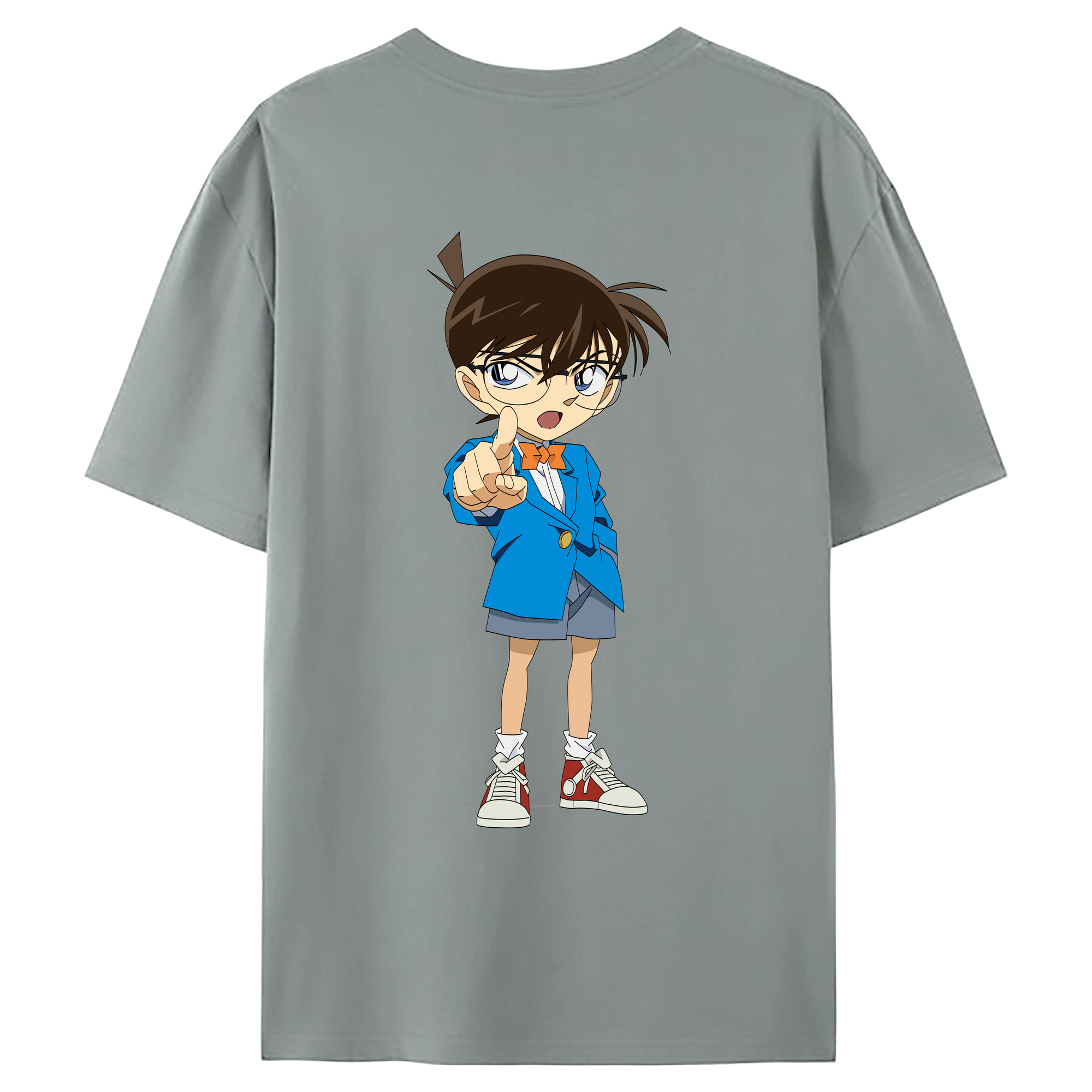 （画像用） 名探偵コナン 江戸川 コナン Detective Conan Conan Edogawa 綿100％ メンズ半袖Tシャツ（バックプリント） 通気性